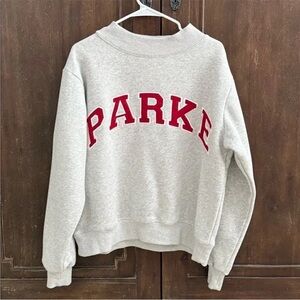 Parke Light Gray Sweatshirt with Red Lettering